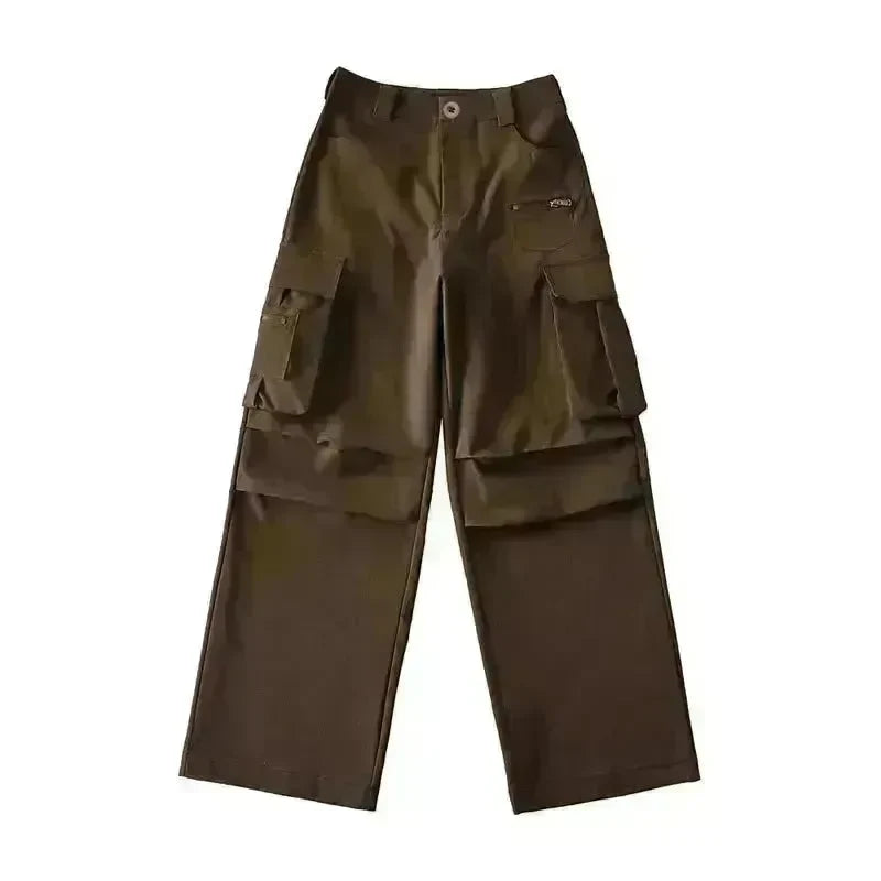 Retro High Waist Multi-pocket Cargo Pants Women - EX-STOCK CANADA