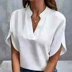 Summer Short-sleeved Chiffon Shirt New V-neck blouse Women's Casual Versatile Clothing Evening Tops for Women - EX-STOCK CANADA