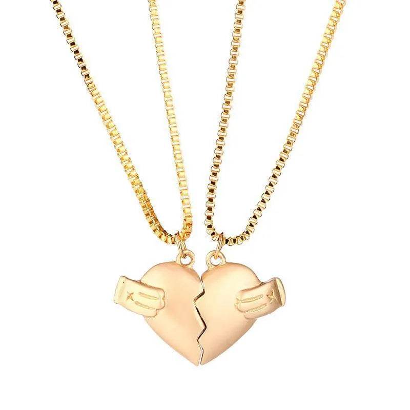 Creative Magnet Love Necklace 2pcs Heart-broken Shape Necklace Men And Women Personalized Jewelry For Valentine's Day - EX-STOCK Canada