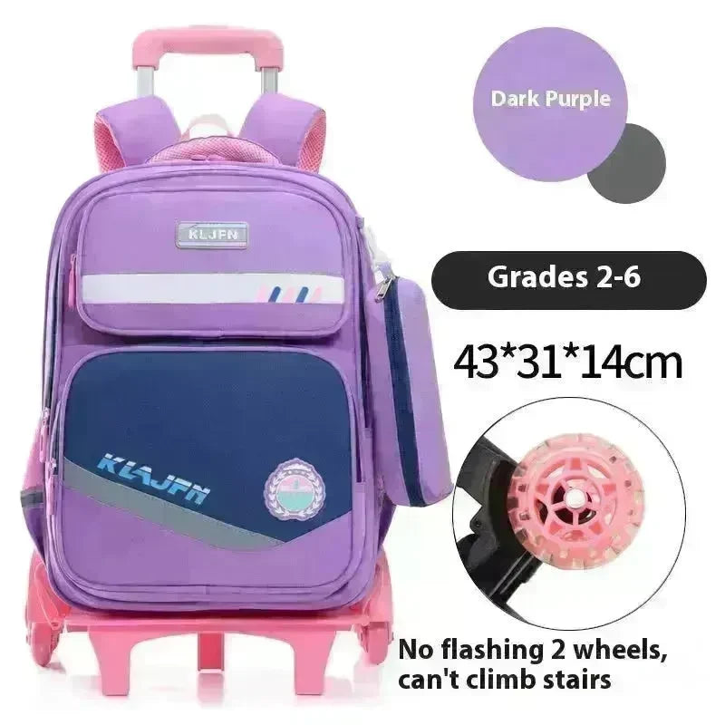 Portable Burden Alleviation Bull Wheel Trolley Schoolbag Bookbag for Boy and Girl - EX-STOCK CANADA