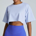 New Summer Breathable Quick-drying Yoga Loose Crop Workout Top Women's Loose Running Leisure All-matching Fitness Top - EX-STOCK Canada