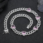 Cuban Link Chain Peach Heart Women's Necklace - EX-STOCK CANADA