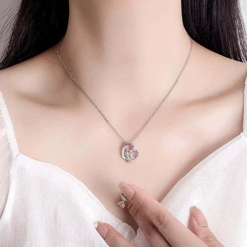 Love Couple Necklace With Colorful Rhinestones Fashion Creative Heart-shaped Necklace For Valentine's Day Gift - EX-STOCK Canada