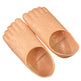 A pair of peach-colored silicone foot-shaped molds or molds for foot-shaped items, shown on a plain white background.