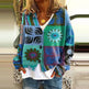 New Christmas Abstract Flowers Printing Sweater Fashion Casual Short Cardigan Coat Womens Clothing - EX-STOCK Canada