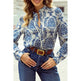 Elegant floral long sleeve work tops womens professional work blouses - EX-STOCK CANADA