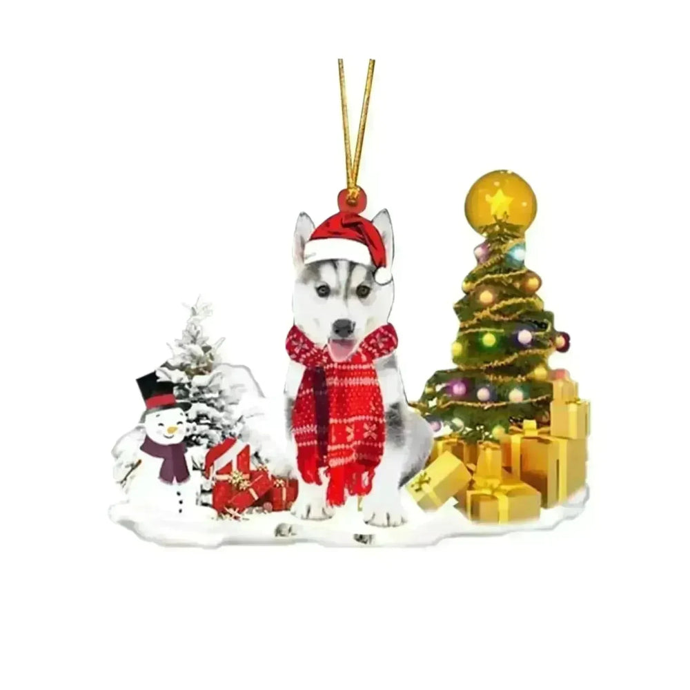 Christmas Family Puppies Decorate Trees With Lights - EX-STOCK CANADA