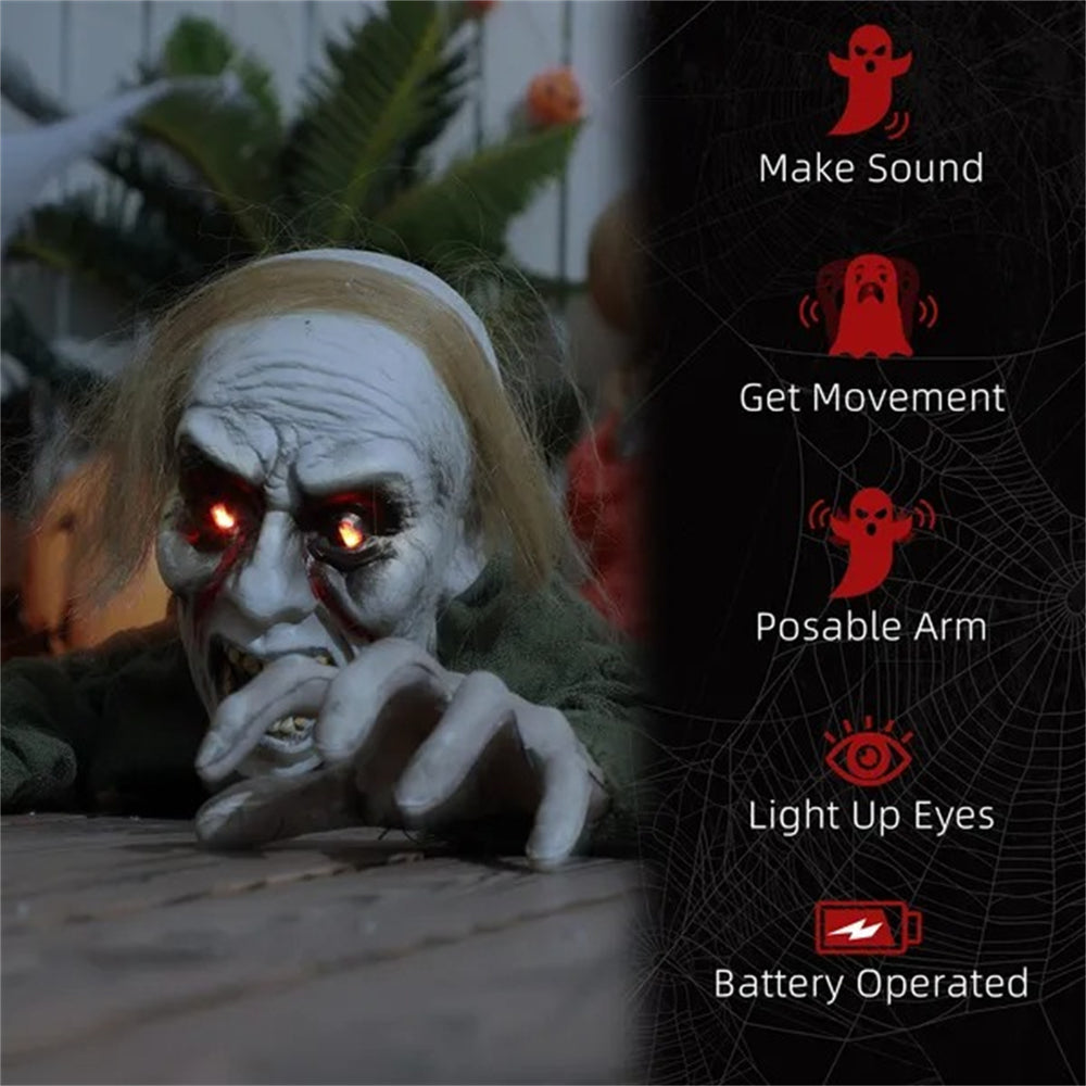 66 Outdoor Halloween Decoration Crawling Zombie, Animated Prop Decor With Sound Activated, Light Up Eyes EX-STOCK Canada 