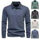 Fashion Plain Lapel Long-sleeved Polo Shirt Men's Casual Autumn Polo sweatshirt - EX-STOCK CANADA