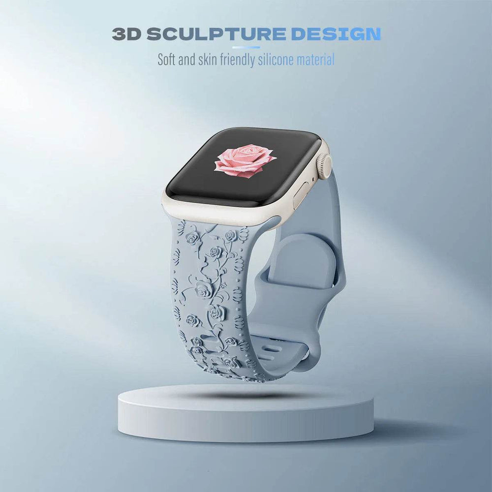 Embossed Rose Silicone Watch Strap - EX-STOCK Canada