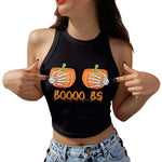 Halloween Printed Skeleton Skull Vest crop Top For Women - EX-STOCK CANADA
