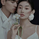 Bridal Beautiful Flowers Handmade Beaded Pearl Earrings - EX-STOCK CANADA