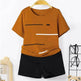 Striped Printed Round Neck Pullover T-shirt Shorts Suit - EX-STOCK Canada