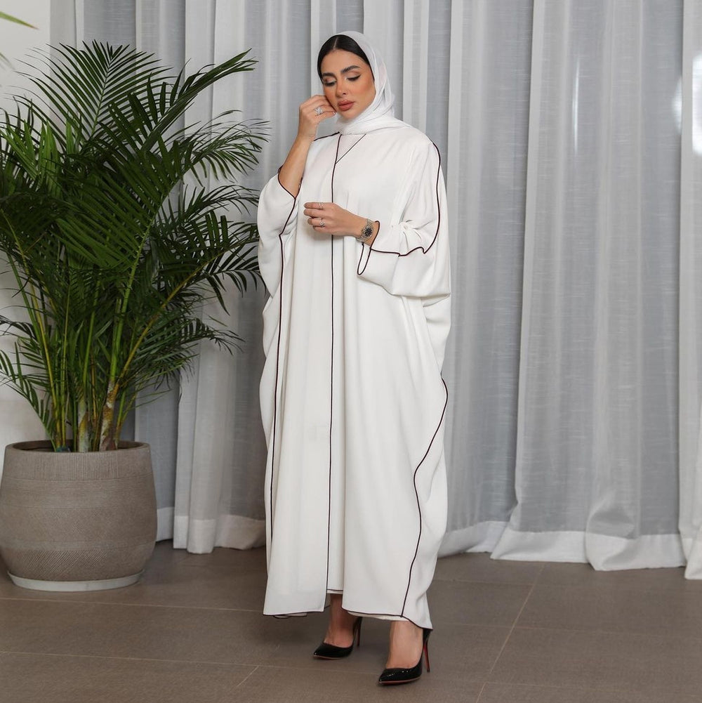Weiße Patchwork-Plus-Size-Abaya für Frauen - EX-STOCK Canada