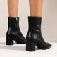 Winter Chunky Heel Pointed Toe Boots With Side Zipper Fashion Mid-calf Boot For Women Shoes - EX-STOCK Canada