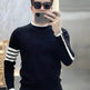 Simple All-match Slim fit Round Neck Pullover Sweater top for men - EX-STOCK Canada
