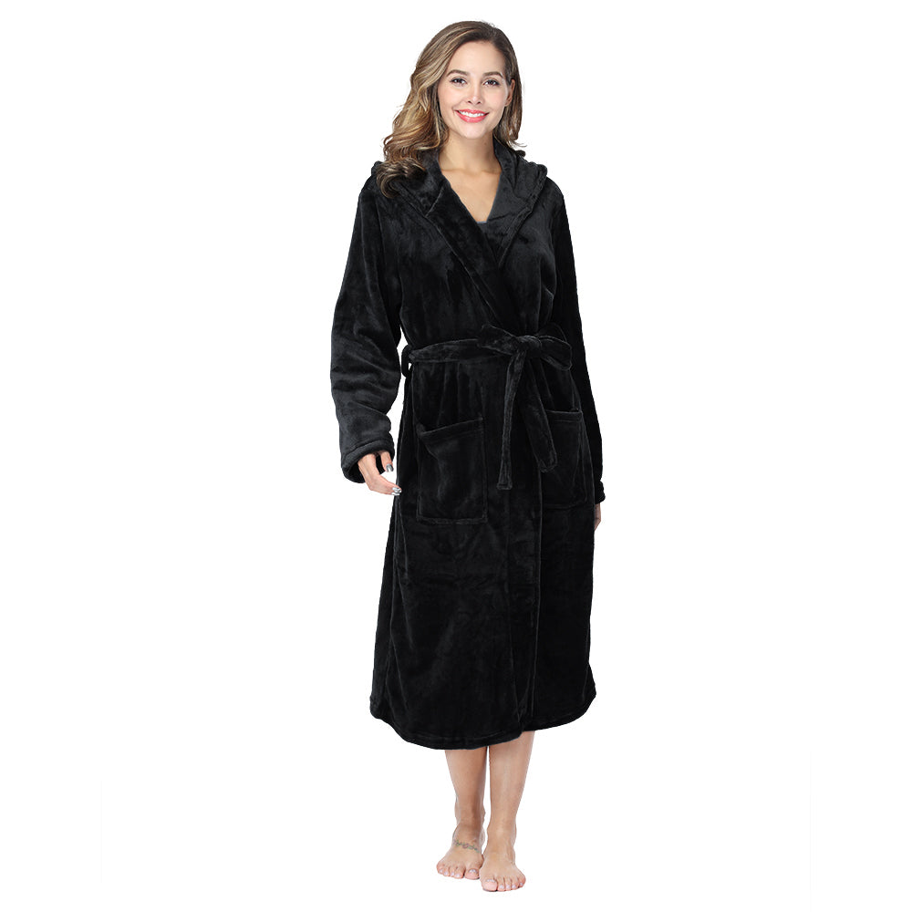 RONGTAI Womens Long Robes Plush Fleece Nightgown Thick Hooded Bathrobe With Pockets Fluffy Sleepwear For Men EX-STOCK Canada 