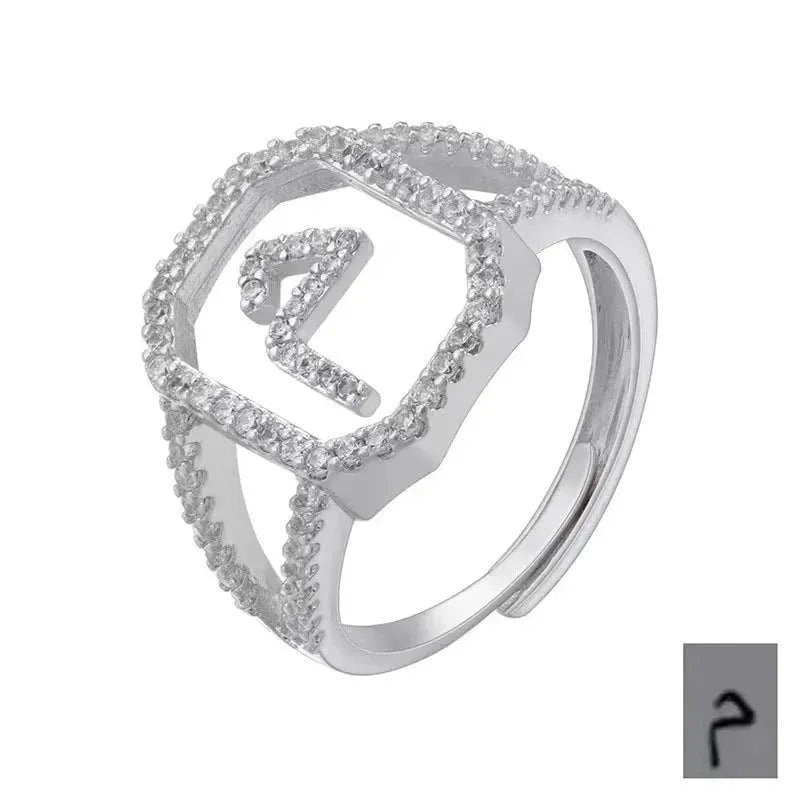 Fashion Micro Inlaid Zircon Arab Letters Ring for women - EX-STOCK CANADA