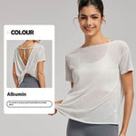 Draping Flab Hiding Yoga Clothes Blouse Sexy Beauty Back Mesh Workout Top - EX-STOCK Canada