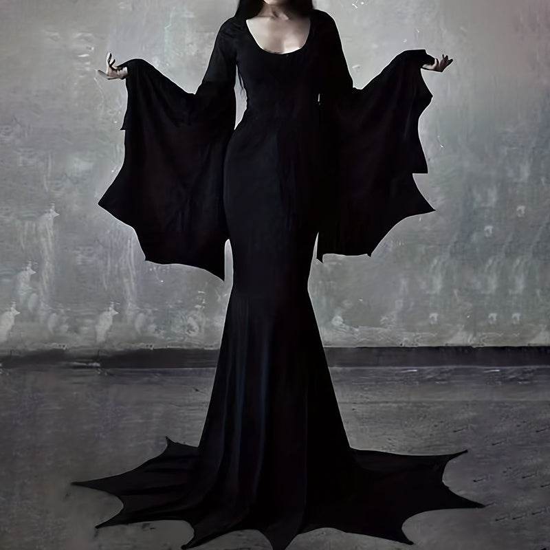Black Costume Womens Gothic Witch Bat Sleeve Dress Halloween Cosplay Costumes Vintage Carnival Party Outfit - EX-STOCK Canada