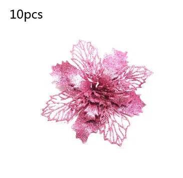 Glitter Artifical Christmas Flowers Christmas Tree Decorations For Home Fake Flowers Xmas Ornaments New Year Decor - EX-STOCK Canada