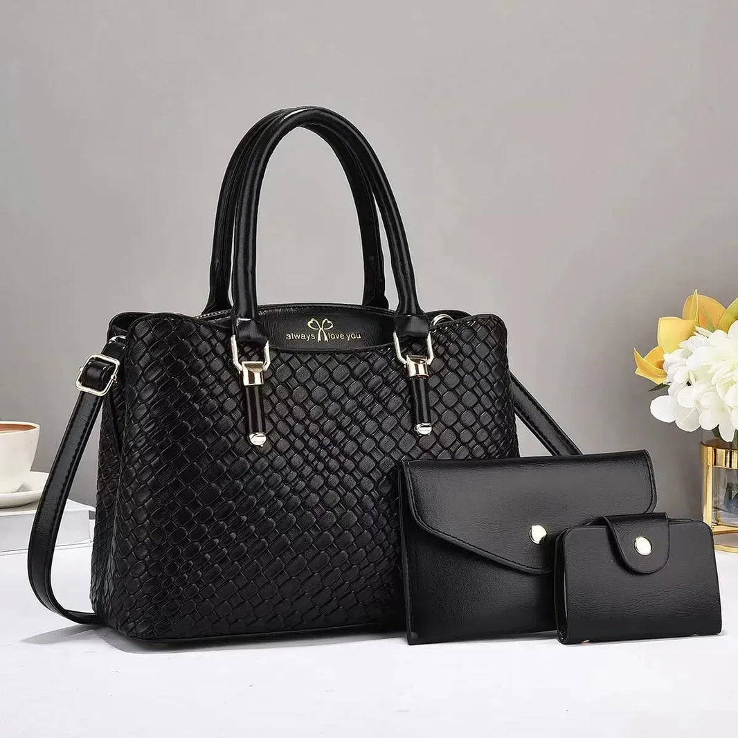 Woven Texture Three-piece Set Large Capacity One Shoulder Combination Bags women - EX-STOCK CANADA