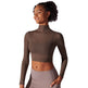 Quick Drying Gym Slim Fit Mesh Turtleneck Long Sleeve Workout Crop Top - EX-STOCK Canada