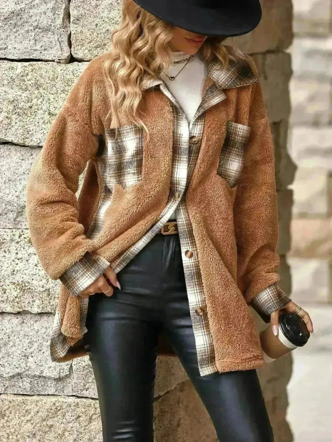 Plaid Woolen Coat Fashion Lapel Single-breasted Mid-length Coat Women's Clothing - EX-STOCK CANADA