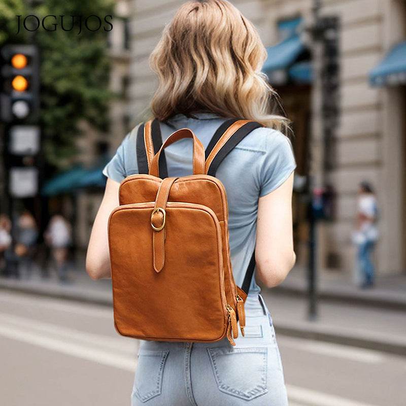 Multi-laminated Retro Genuine Leather Backpack - EX-STOCK Canada