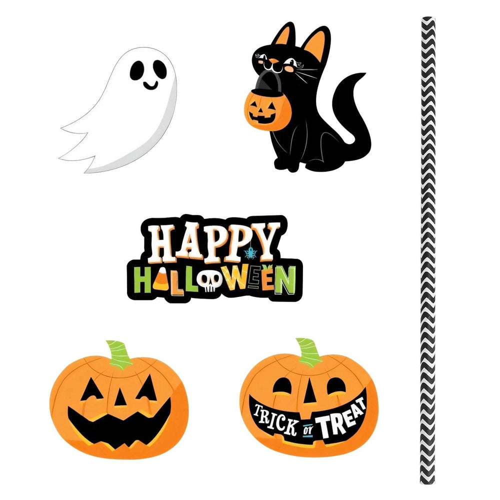 Set Of 25Pcs Halloween Party Striped Decorative Straws Disposable Drinking Straws Paper Straw Decor Happy Halloween Ghost Lantern Black Cat Halloween Party Supplies - EX-STOCK Canada