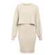 Women 2pcs Winter Outfit Cashmere dress Cropped Pullover top - EX-STOCK Canada
