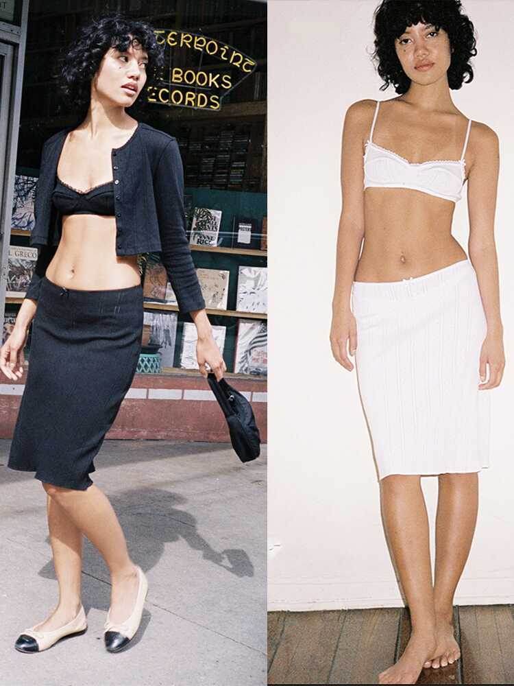 Casual Low Waist cotton Midi sheath skirt - EX-STOCK Canada