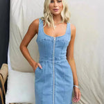 Spring And Summer Casual Slim Fit Denim Sleeveless Dress - EX-STOCK CANADA