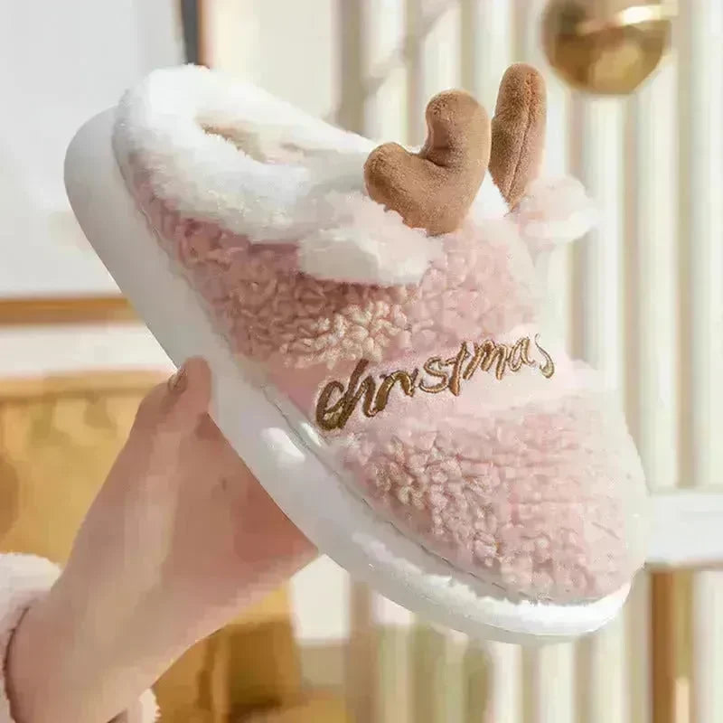 Christmas Shoes Winter Home Slippers Elk Soft Cozy Bedroom Slipper Slip On House Shoes - EX-STOCK CANADA