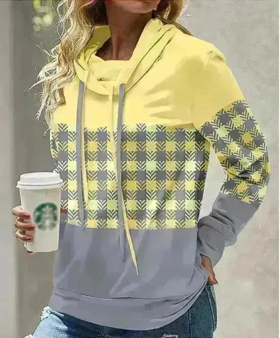 New Fashion Women's Pile Collar Printed Hoodie Pullover Top - EX-STOCK CANADA