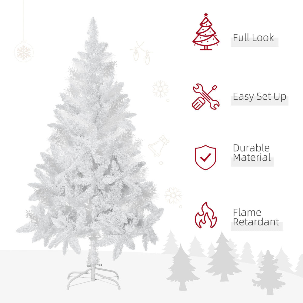 5ft Artificial Christmas Tree With Pine Realistic Branches, Auto Open, For Indoor Decoration, White EX-STOCK Canada 