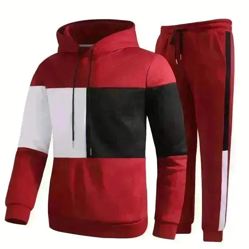 Casual Classic Plaid  Long Sleeve Sweatshirt Hoodie set Suit men - EX-STOCK CANADA
