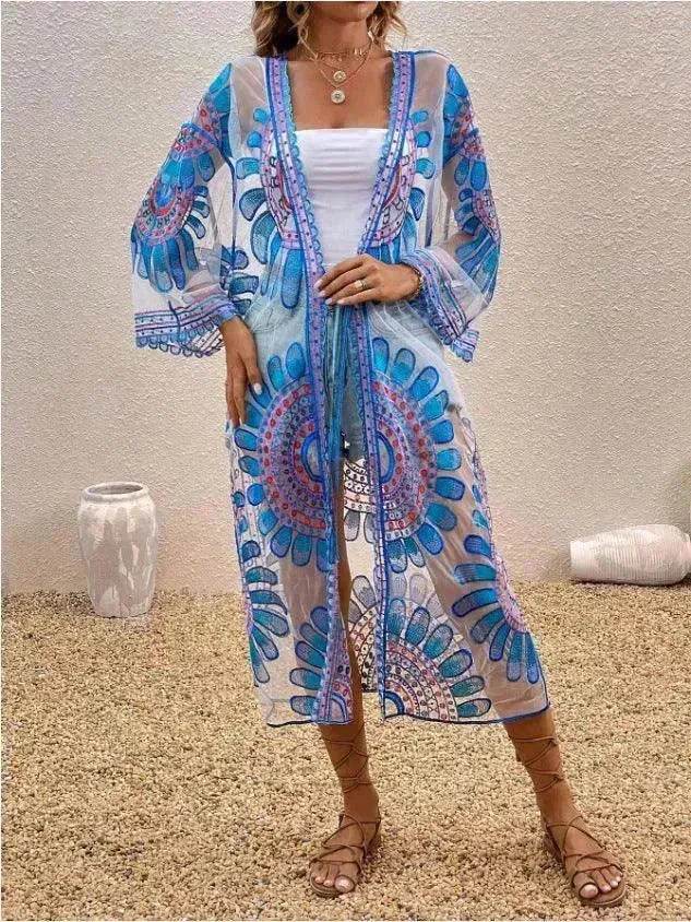 Beach Cover-up Pattern Sun Protection Cardigan Female - EX-STOCK Canada
