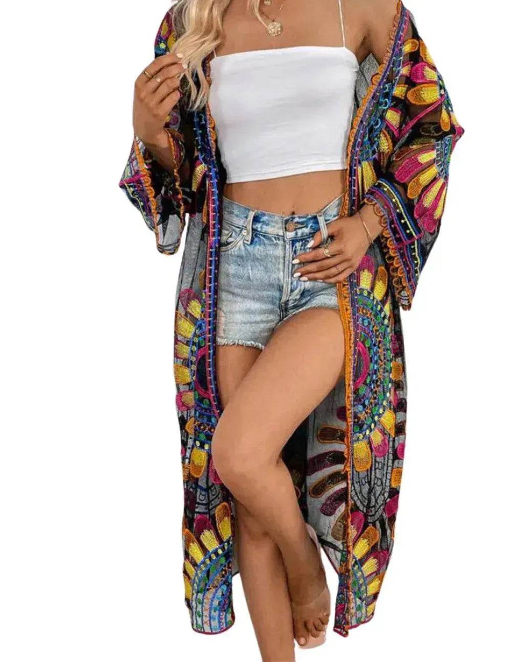 Beach Cover-up Pattern Sun Protection Cardigan Female - EX-STOCK Canada