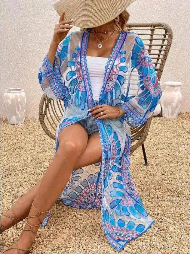 Beach Cover-up Pattern Sun Protection Cardigan Female - EX-STOCK Canada