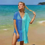 Beach Hollow Out Tops Cover-Up Knit Bikini Over-Blouse - EX-STOCK CANADA