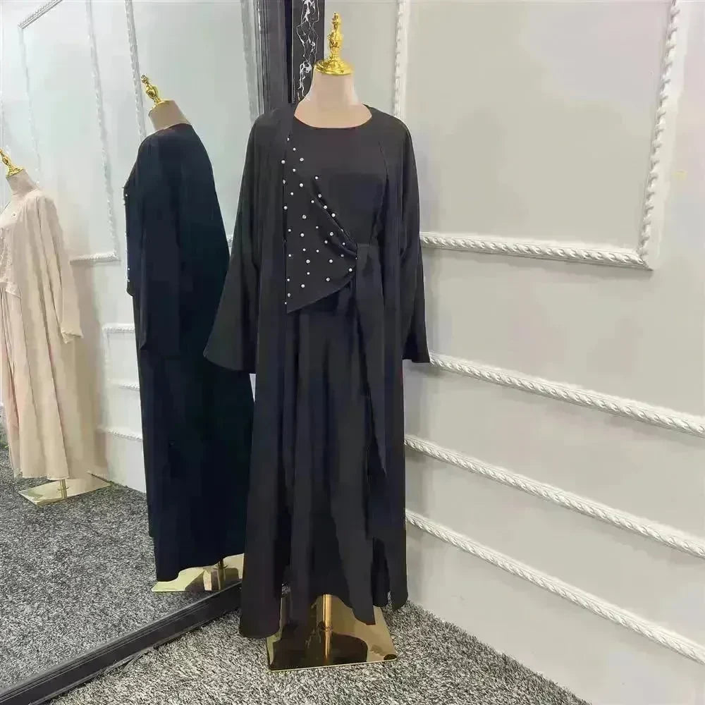 Beaded Women's Arab Solid Color Two-piece Suit - EX-STOCK CANADA