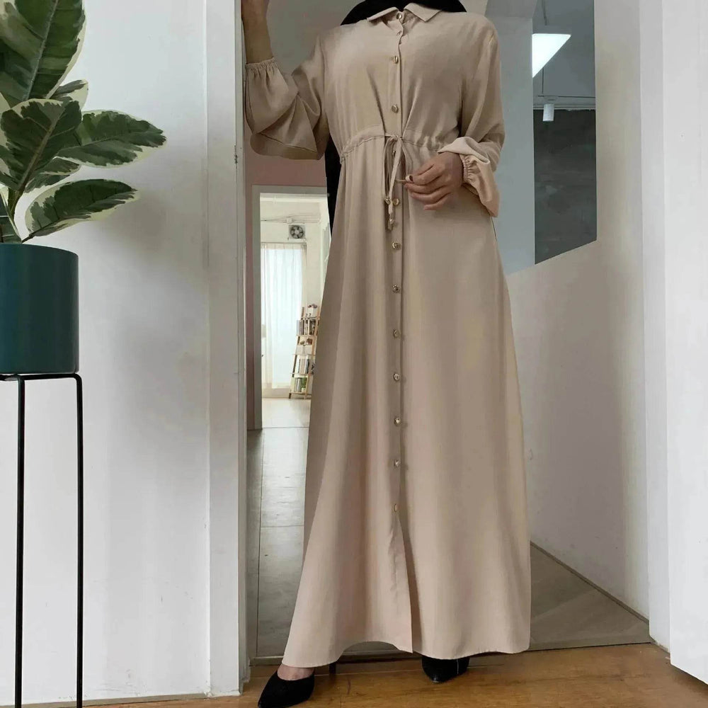 Beautiful Solid Color Full Button down Abaya Dress for Arabian Dubai Turkey Middle East Women - EX-STOCK Canada