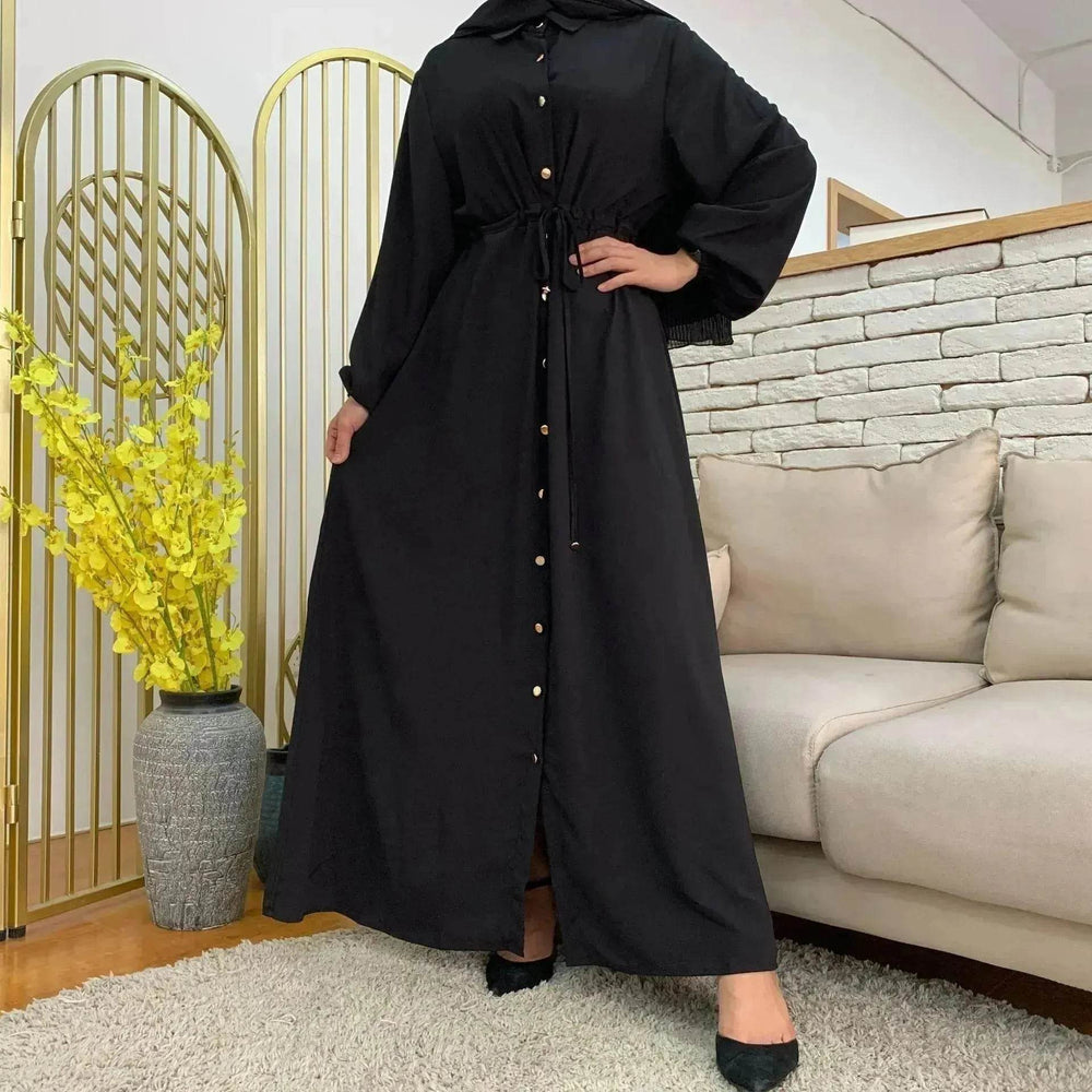 Beautiful Solid Color Full Button down Abaya Dress for Arabian Dubai Turkey Middle East Women - EX-STOCK Canada