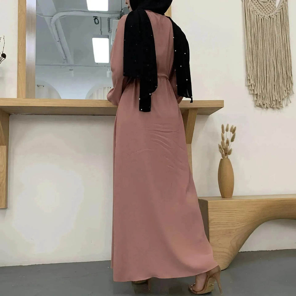 Beautiful Solid Color Full Button down Abaya Dress for Arabian Dubai Turkey Middle East Women - EX-STOCK Canada