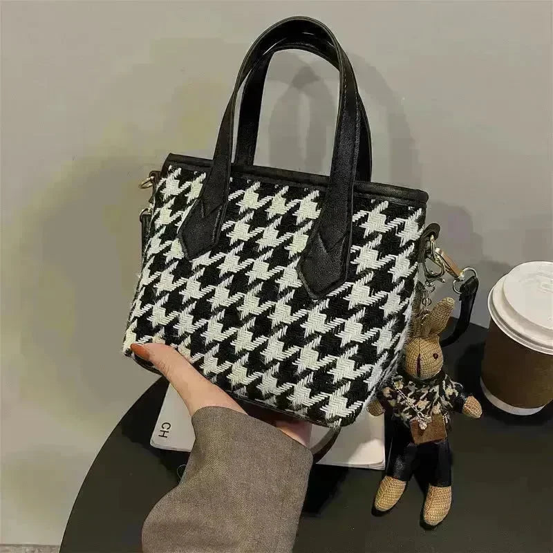 Fashion Houndstooth Shoulder Bags Portable Checkerboard Handbags All-match Messenger Crossbody Bag Women - EX-STOCK CANADA