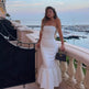 French Style Polka Dot Strapless Maxi Dress – High Waist Bow Tie Floor-Length Dress for Women