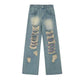 Beggar Ripped Patch Embroidered Letter Jeans - EX-STOCK Canada