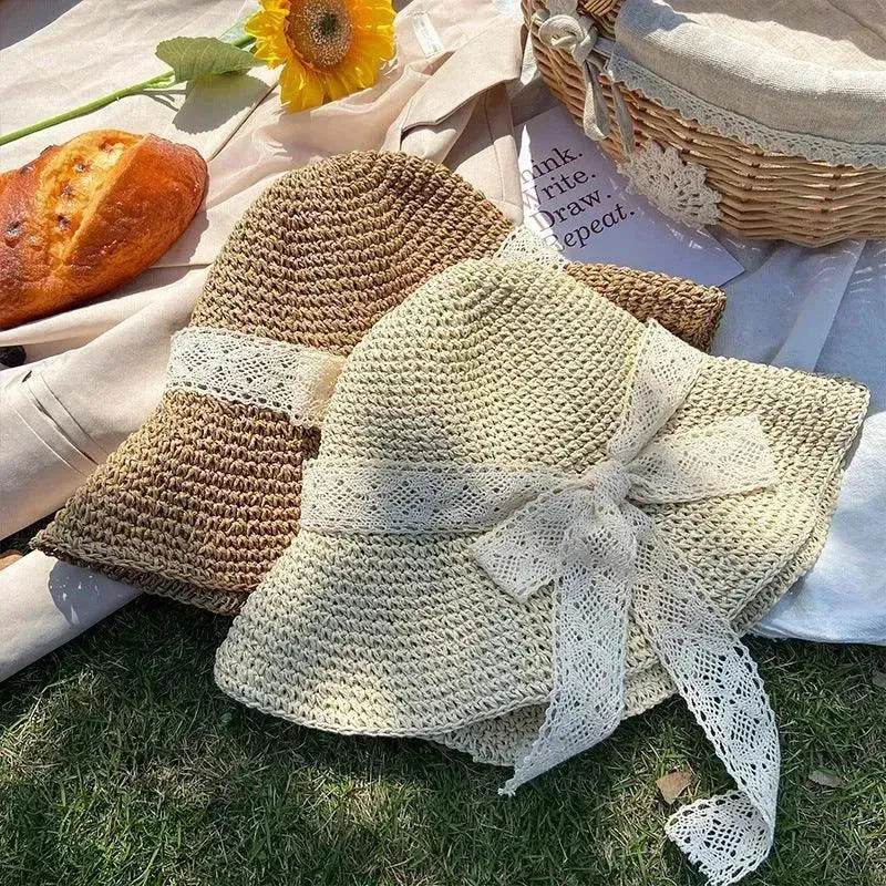 Beige Woven Straw Hat Women's Spring Summer - EX-STOCK Canada