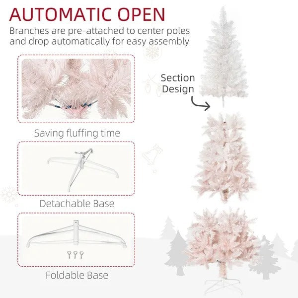 5ft Pencil Artificial Christmas Tree With Pine Realistic Branches, Auto Open,  And White EX-STOCK Canada 